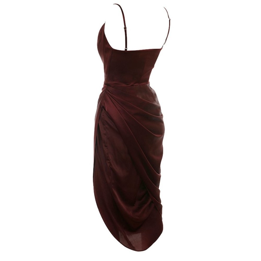 House of CB Reva Raisin Satin Balcony Corset Dress - Picture 13 of 16